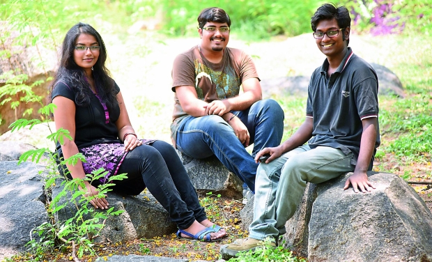 The start-up group: From left, Nitya, U.M.K Dikshit and John The start-up group: From left, Nitya, U.M.K Dikshit and John